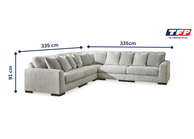 5 Seater Modular Sofa in Fabric with Reversible Cushions - Darra